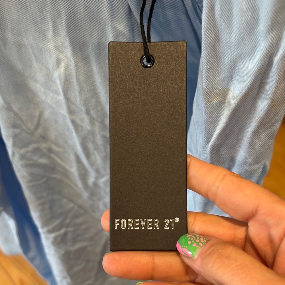 Forever 21 Light Blue Long Coat - Picture 2 of 5